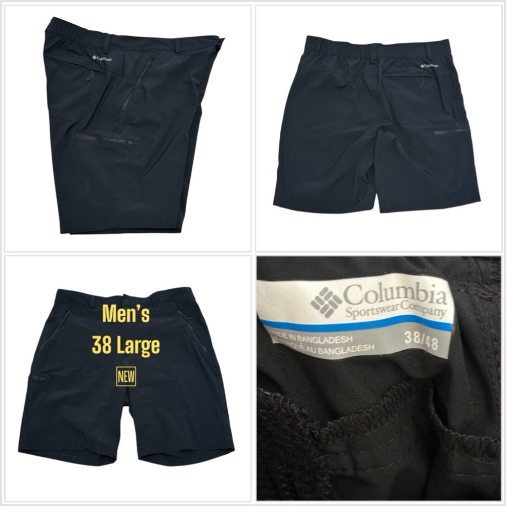 Men's Columbia Preformace 38 Large Golf Shorts Black Khakis Chino Flex Stretch